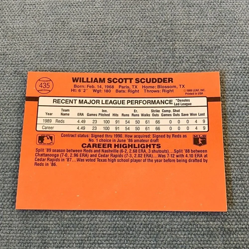 1990 Donruss Cincinnati Reds Baseball Card Trading Card